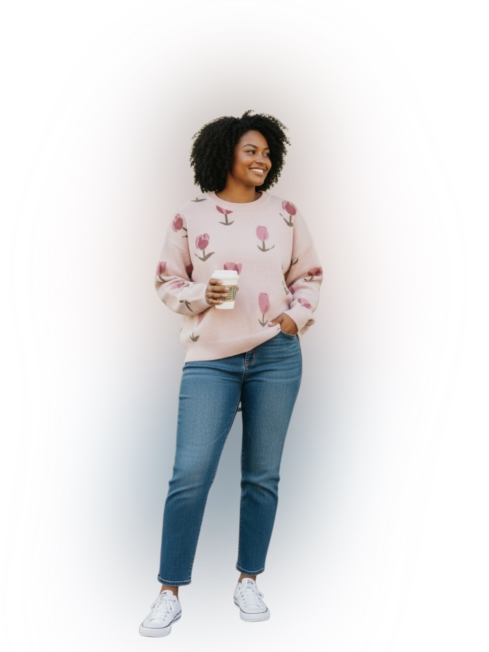 Tahari Tulip Print Sweater Pink Floral Knit Pullover Size 2X NWT - Picture 5 of 10